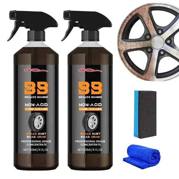KOQ 2PCS Brake Bomber Cleaner Powerful Wheel Cleaner, 120ML BB Break Bomber Non-Acid Wheel Cleaner, Perfect for Cleaning Wheels and Tires, Rim Cleaner & Brake Dust Remover