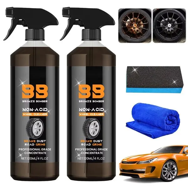 YOUSHEME Bronze Bomber Wheel Cleaner,Bronze Bomber Non-Acid Wheel Cleaner,Brake Dust Remover Wheel Cleaner,Perfect for Cleaning Wheels and Tires Safe On Alloy and Pain,Automobile Wheel Cleaner(2PCS)