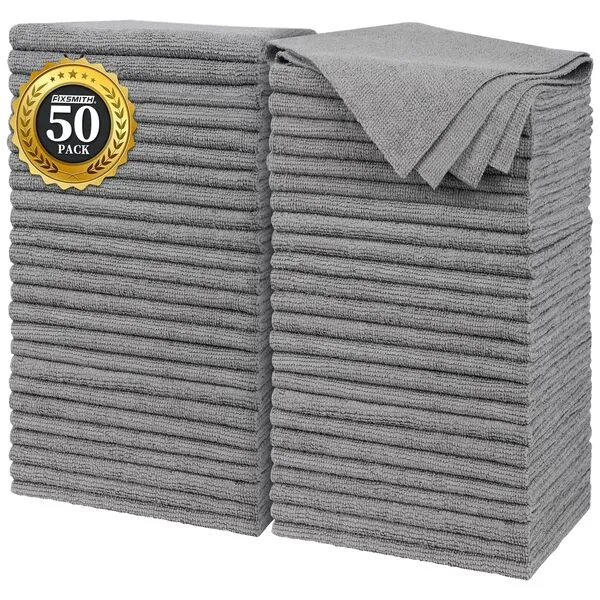 FIXSMITH Grey Microfiber Cleaning Cloth, Pack of 50, 16