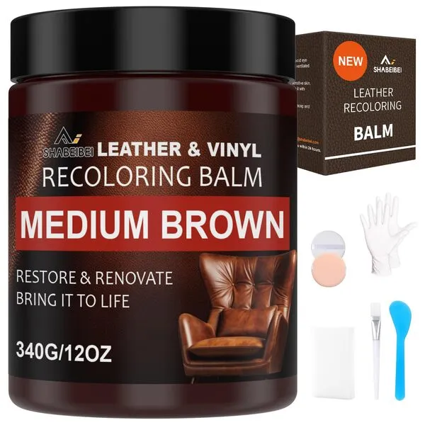 Leather Scratch Repair Balm-Medium Brown Leather Color Restorer for Couches Leather Scratch Remover for Carseat Boots Leather Couch Scratch Repair for Couches Leather Couch Paint- Leather Dye