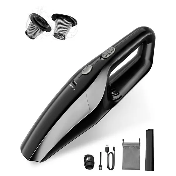 TEMOLA Handheld Vacuum Cordless, 12000Pa Car Vacuum Portable Cordless with Brushless Motor, 0.8lbs Lightweight Handheld Car Vacuum Cleaner, Car Accessories for Women Home Pet Office Car