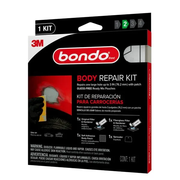 Bondo Body Repair Kit Ready Mix Pouches, Repairs One Large Hole Up to 3