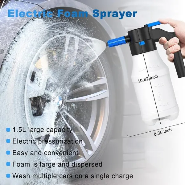 DCKENGO Electric Foam Sprayer with USB - Electric Pressure Car Foam Sprayer, 1.5 Liters Large Capacity Foam Blaster for Car Washing, Garden, Home and Other Cleaning