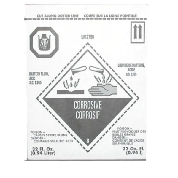 Generic Battery Acid 1 Quart (US) 32 FL.Oz (0.94 Liter), UN2796
