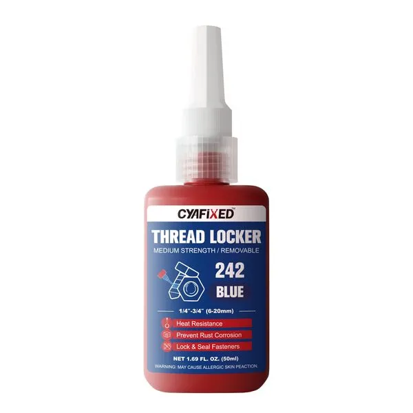 CYAFIXED Threadlocker 242, Blue Medium Strength Removeable Thread Lock Glue(1.69Fl. oz/50ml) - Lock Tight Screw Glue for Nuts, Bolts & Seal Fasteners, Prevents Loosening, Rust & Corrosion