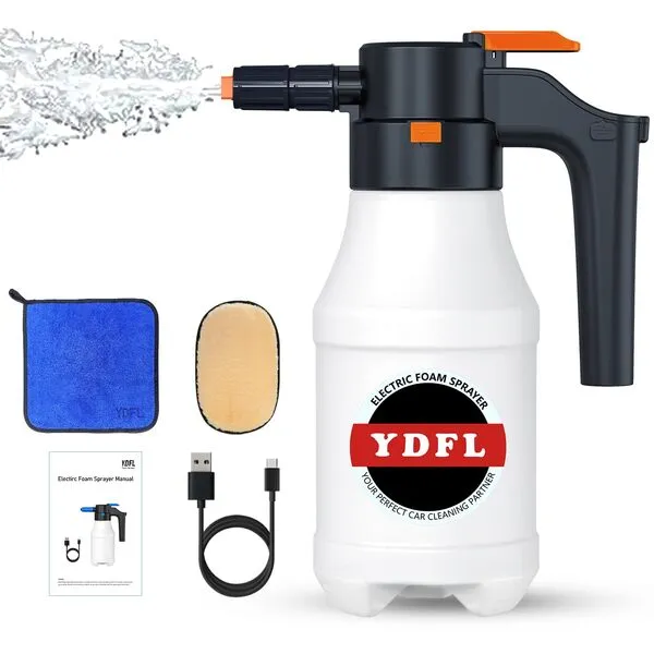 YDFL Electric Foam Sprayer with USB, Electric Pressurized Foam Sprayer for Car Washing,Foam Sprayer Suitable for Home, Garden and Car Beauty and Cleaning,Car Washing Accessories（1.5 Liters）