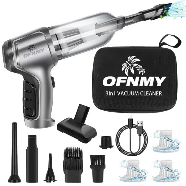 OFNMY Wireless Handheld Car Vacuum Cleaner,Mini Car Vacuum Cleaner,15000Pa High Power Cordless Vacuum Cleaner,3 in 1 Portable Handheld Car Vacuum Cordless for Car,Office and Home Cleaning
