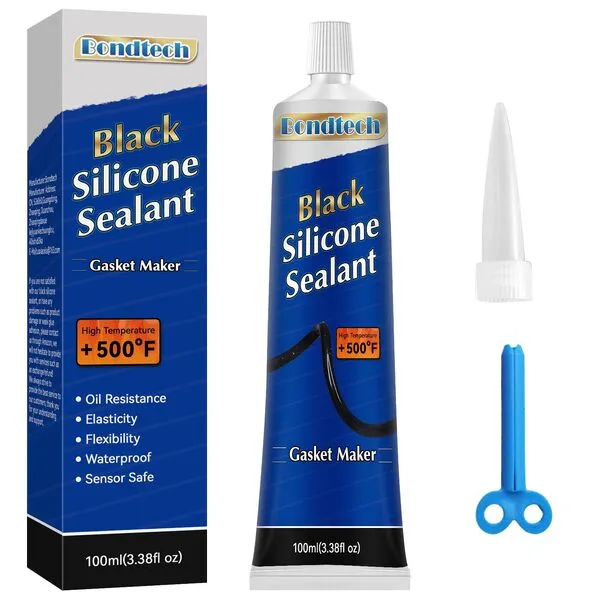 Black Silicone Sealant, RTV Silicone Gasket Maker, High Temperature, Oil Resistance, Seals Engine Parts Such as Cylinder Heads, Oil Sumps, Water Pumps 3.38 oz (100 ml)