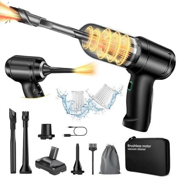 GODROT 15000Pa Portable Car Vacuum Cleaner - Brushless Motor Hand Held Vacuum 4 in 1 Mini Vacuum Cleaner 2-Speed Adjustable 120W High Power Vacuum Cleaner for Home Outdoor Office and Car