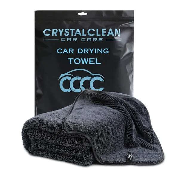 Microfiber Towels for Cars - 1300GSM X Large Size Double Twisted Loop 2pcs - 70/30 Blend Quick Dry High Absorbent Edgeless Streak Free - Car Drying Towel for Detailing 24x36″ & 12x12 (Dark Grey)