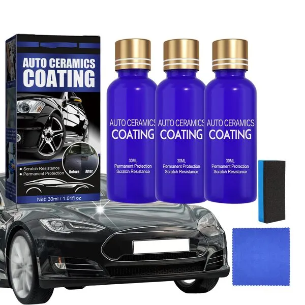 Micro-Molecule Crystal Coating Restoration Care Agent, 30 ML Auto Ceramics Coating, Crystal Coating for Car Plastic Parts, Car Nano Ceramic Crystal Coating (3pcs)