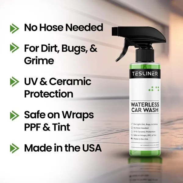 Waterless Car Wash Spray for Tesla, No Hose Needed | Biodegradable, Safe on Wraps, for Tesla Cleaning Products Exterior, UV & Ceramic Protection, for Tesla Model 3 Y S X Car Accessories 2023 & 2024