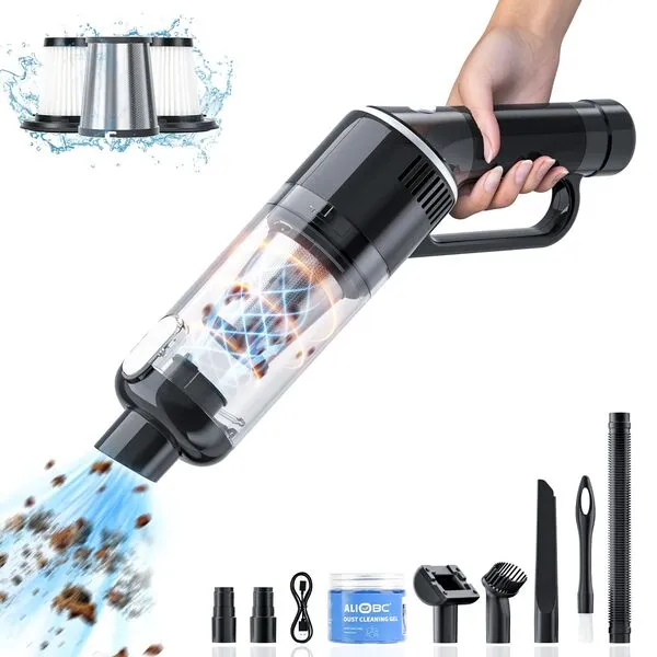 ALIOBC Car Vacuum Cleaner 9000pa Handheld Car Vacuum Cleaner for Car, Home,Office Cordless Vacuum for Car with Cleaning Gel and Brush for Detailing Cleaning