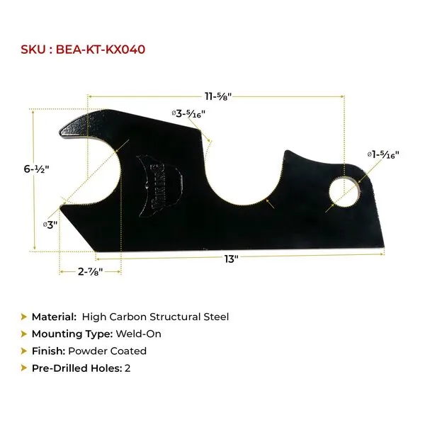 Mytee Products Quick Attach Bucket Ears Attachment Fit for Kubota Excavator KX040 KX71 KX91 KX121 ​​​​​​​KX033 U35-13