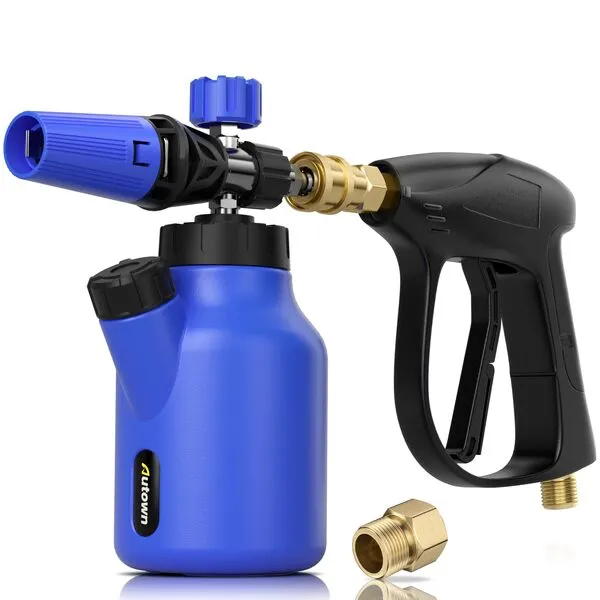 AUTOWN Pressure Washer Gun with Foam Cannon - Wide Neck, Wide Base, Heavy Duty - Professional Car Wash Foam Gun with 1/4\'\' Quick Connector and 1 L Bottle