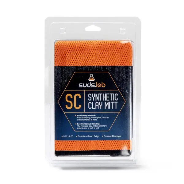 SudsLab SC Clay Mitt for Car Detailing - Synthetic Clay Mitt to Remove Paint Overspray, Water Spots, Tree Sap, Rail Dust from Paint, Glass, Plastic Surfaces