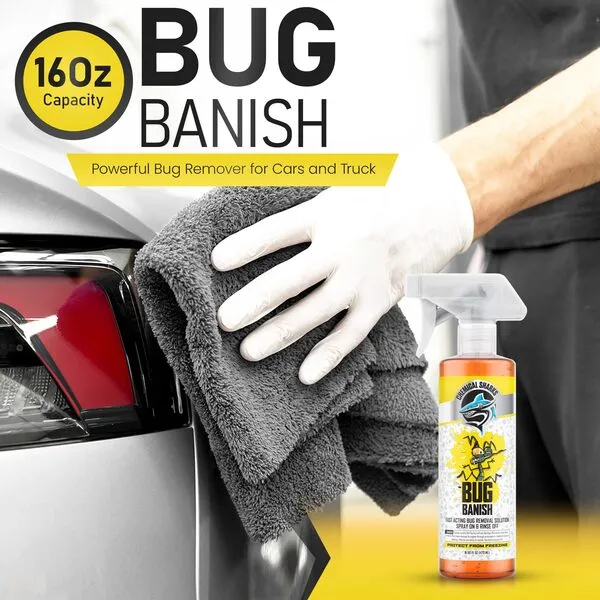 Chemical Sharks, Bug banish, Spray and Rinse Off - Swiftly Removes Dried-On Bugs and Residue from Bumpers, Grills, Headlights, and Windshields - Powerful Bug Remover for Cars and Trucks