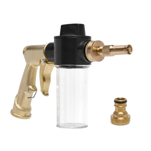 MOSIKEN High Pressure Foam Gun Car Wash Sprayer, Heavy Duty Metal Garden Hose Nozzle with 3.5oz/100cc Plastic Soap Dispenser Bottle, For Gardening, Watering Plants, Floor Cleaning