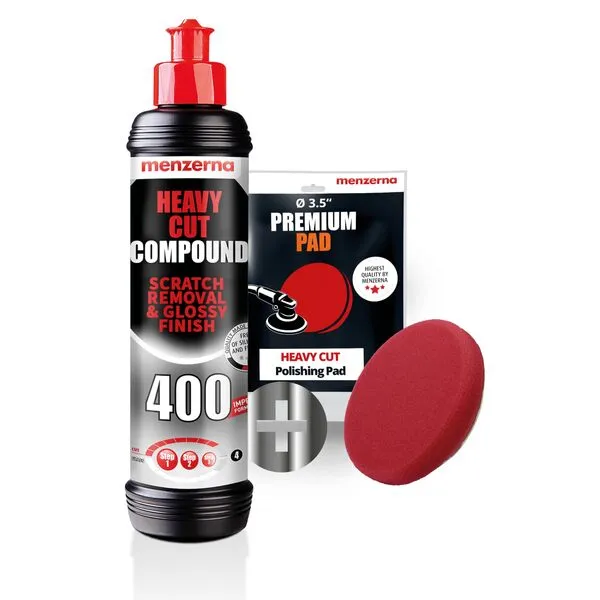 menzerna Scratch and Swirl Remover Kit I Car polishing Set with Menzerna Heavy Cut 400 and 3,5 Inch Polishing Pad I Deep Scratch Repair Kit for All Types of Vehicles