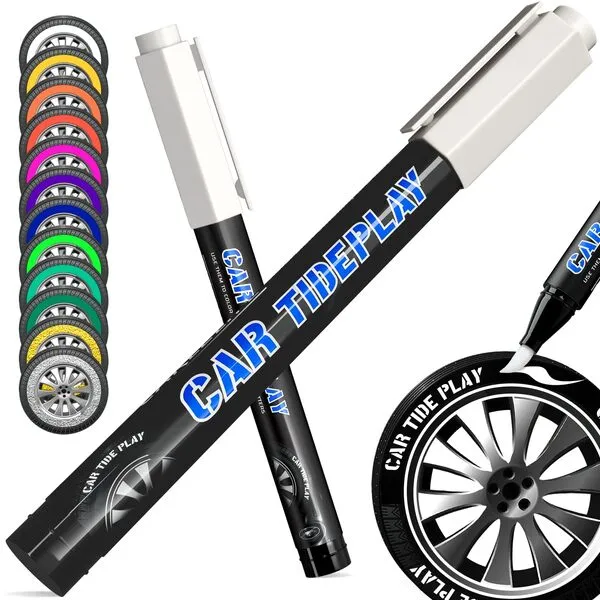 Cartideplay Tire Paint Marker for Car Tire Lettering, Premium Tire Marker Pens with Weatherproof, Ink Designed to Last on Car Tires/Waterproof/Permanent(White,2 PCS)