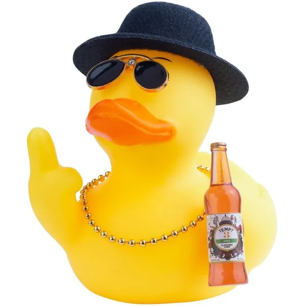 MuMyer Rubber Duck Car Ornament, Unique Yellow Duck Car Dashboard Decorations Accessories with Top Hat Sunglasses Necklace and Cute Prop (3.54 Inches, Black)