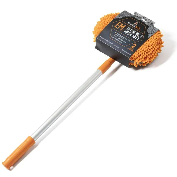 Suds Lab 60'' Extendable Microfiber Car Wash Brush Mop Kit with Long Handle, Chenille Car Cleaning Mitt Supplies for Car RV SUV Truck Boat Scratch-Free Cleaning