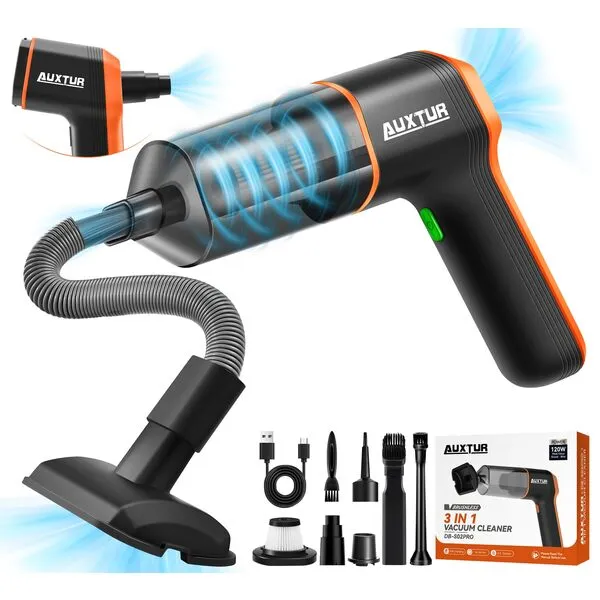 AUXTUR 3 in 1 Handheld Vacuum Cordless with 12000PA|120W Car Vacuum Cleaner,High Power Brushless Motor,Super Suction Power Vacuums Portable and Rechargeable Cleaner