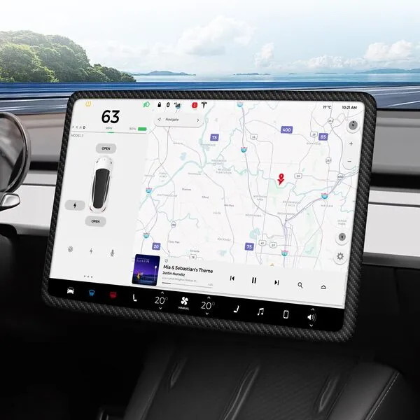 ernica Screen Silicone Protector for Tesla Model 3 2023 2017-2022,Model Y 2024 2020-2023,Interior Decor Accessories for Tesla Carbon Fiber Parttern