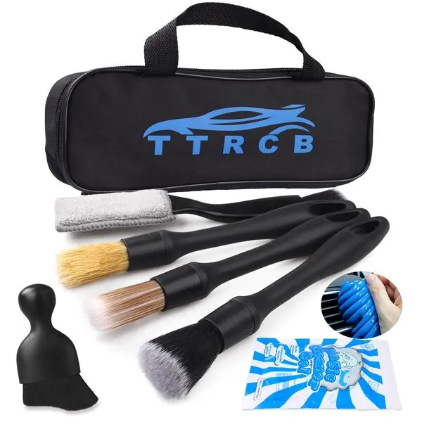 7PCS Car Detailing Brush Set, Ultra Soft Boars Hair Car Interior Detailing Brushes, Car Interior Detailing Kit, Car Cleaning Supplies Kit, Car Dust Brush, Car Accessories Tools for Interior, Dashboard