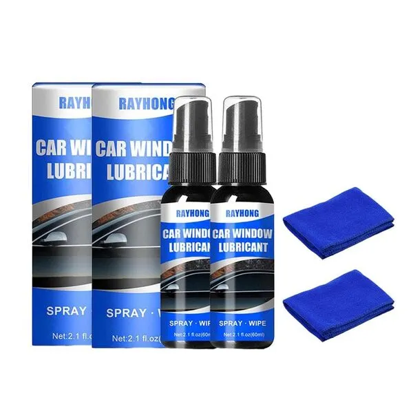 LIUZHIPENG Car Window Lubricant, Door Window Glass Lifting Rubber Strip Belt Seal Agent with Cloth, Car Softening Maintenance Eliminates Noise, Auto Front Rear Window Lubricant Spray, 120ml