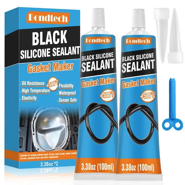 Black Silicone Sealant, RTV Silicone Gasket Maker, High Temperature, Oil Resistance, Seals Engine Parts, Cylinder Heads, Oil Sumps, Water Pumps (100 ml*2)