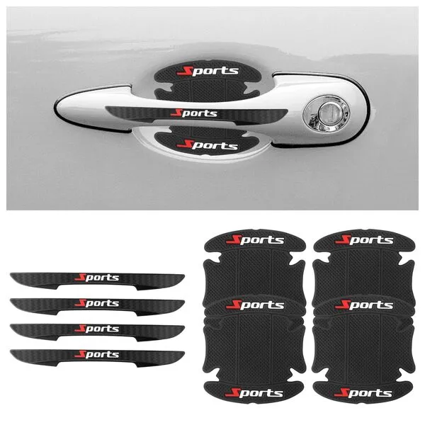 4PCS Car Door Protector+4PCS Car Door Handle Protector,Sports Car Door Handle Scratch Protector,Universal Car Door Edge Protector Car Decorations Fit Most Car,SUV,Truck