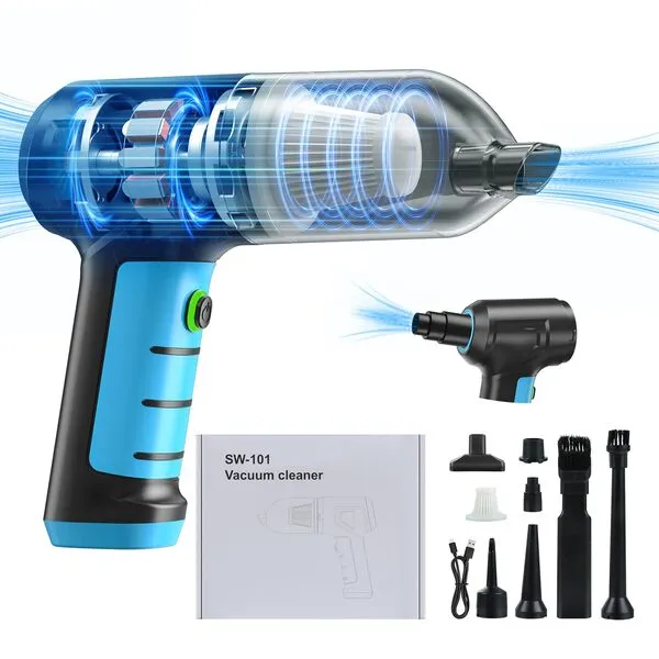 Car Vacuum Portable Cordless,3 in 1 Car Vacuum Cleaner with 16000PA High Power, Mini Car Vacuum Super Suction,Handheld Vacuum Cordless with Brushless Motor&Multi-Nozzles for Car, Home, Office,Pet Hair