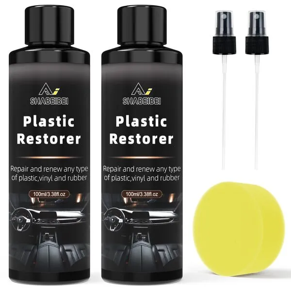 SHABIEBEI Back to Black Plastic Restorer - Plastic Restorer for Cars Revive Faded Plastic, Rubber Vinyl Ultimate Solution for Car Trim Restoration Protection Car Guys Plastic Restorer (2 Pack)