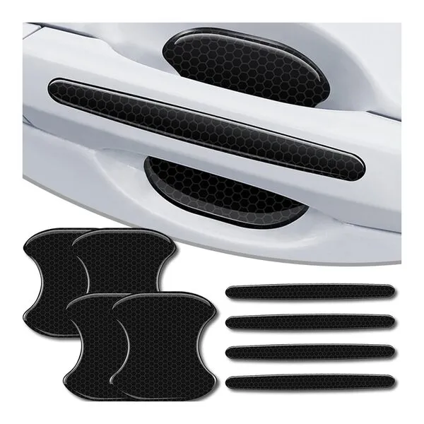 Couslcd 8Pcs Reflective Car Door Handle Bowl Sticker, Car Door Handle Protective Sticker Anti-Scratch, Self-Adhesive Scratch Collision Protection Guard Universal for SUV Truck RV, Auto Exterior Decor