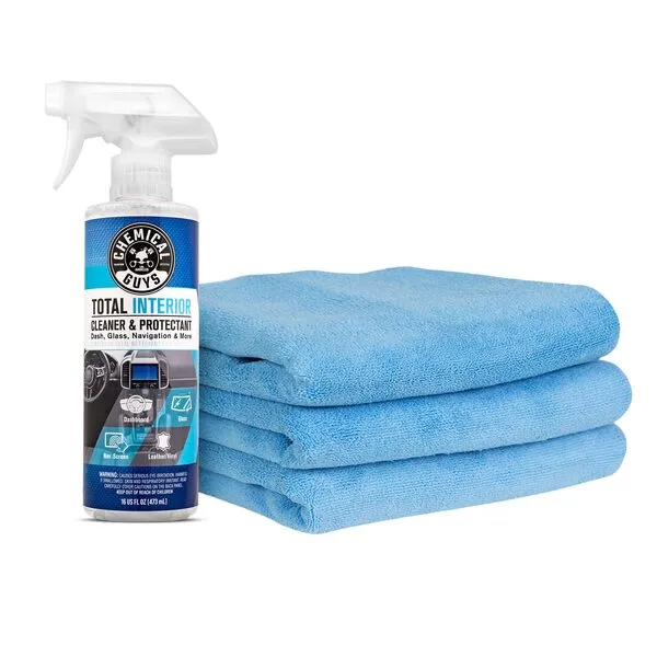 Chemical Guys Total Interior Cleaner and Protectant, 16 Fl Oz + 3 Pack of Microfiber Towels (Safe for Cars, Trucks, SUVs, Jeeps, Motorcycles, RVs & More)