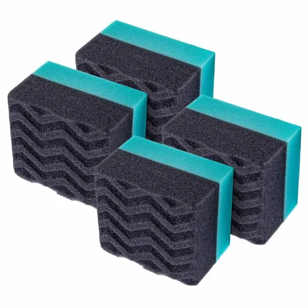 Chemical Guys Durafoam Contoured Large Tire Dressing Applicator with Wonder Wave Black/Green (4 Pack) - Acc_300_04