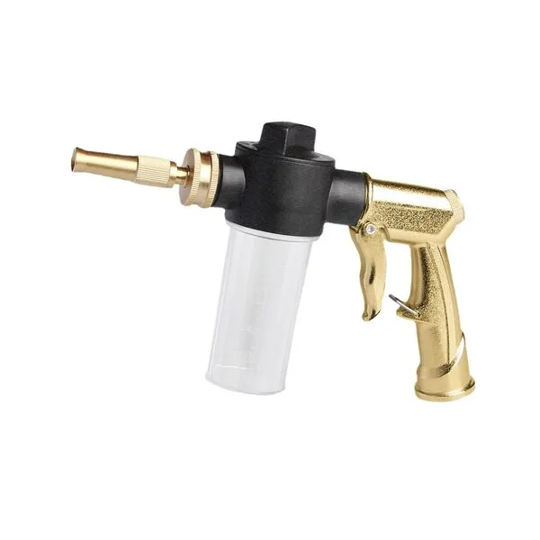 AJIUSIR High Pressure Car Wash Foam Gun Sprayer, Heavy Duty Metal Garden Hose Nozzle with 3.5oz/100cc Plastic Soap Dispenser Bottle, For Pet Showering, Gardening, Floor Cleaning (Brass)