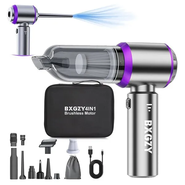 Bxgzy Car Vacuum Portable Cordless - Handheld Car Vacuum Cleaner 4 in 1-3 Gear Adjustment - Brushless Motor - 21000PA High Power & Air Duster 35 Minutes Endurance for Car Home Cleaning