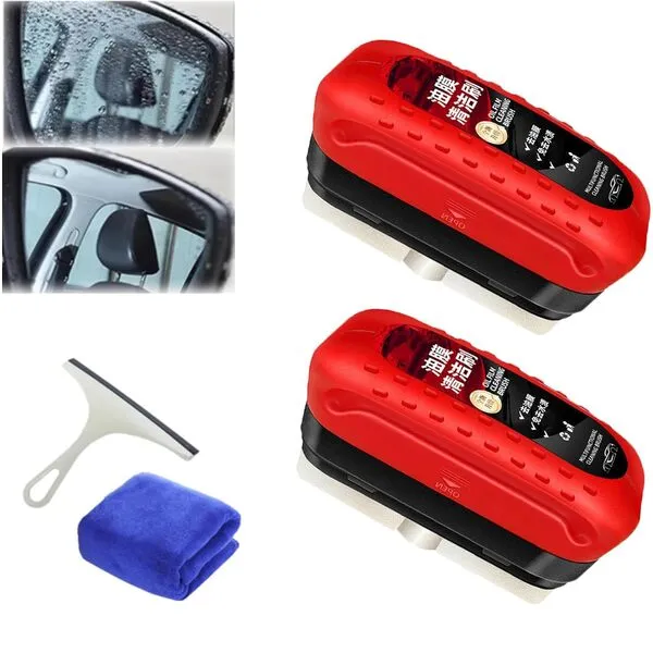 Automotive Oil Film Cleaning Brush 2 Pcs, Car Oil Film Cleaning Brush, Car Glass Oil Film Cleaner, Seedhubdok Glass Cleaning Board, Anti-rain Mist Cleaning Wipes Brush, Improves Clarity and Visibility