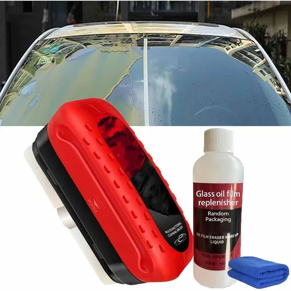 Universal Glass Cleaning Wipe Board, Glass Cleaning Board, Glass Coating For Windshield, Louisx Glass Cleaning Board, Automotive Oil Film Cleaning Brush (1 set)