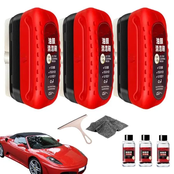 AJANNAIKETA Automotive Oil Film Cleaning Brush, 2024 New Glass Oil Film Remover for Car, All in One Wipe On Oil Film Remover, Hydrophobic Glass Coating for Windshield (1 PC)