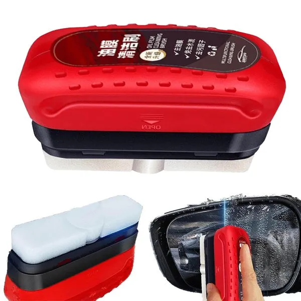 XIGUA Automotive Oil Film Cleaning Brush - Car Glass Oil Film Cleaner, Car Windshield Oil Film Cleaner, Car Oil Film Cleaning Brush, Glass Polishing Degreaser Windshield Cleaning Tool.