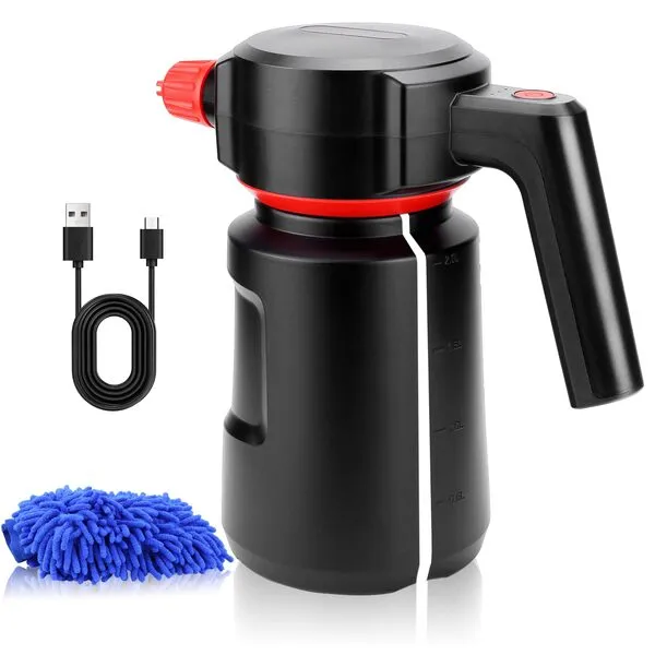 Sylvonette Electric Foam Sprayer 2L Car Wash Sprayer Electric Foam Cannon USB Rechargeable Battery Foamer Sprayer Rich Foam Cordless Portable Pump Sprayer Black