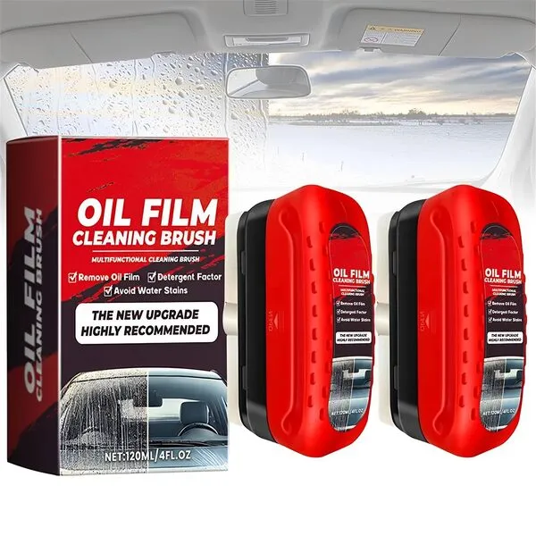Glass cleaning board, hydrophobic Windshield Coating，2Pcs Automotive Oil Film Cleaning Brush，Improve Clarity and Visibility, Suitable for Most Car Glass Film Removal, Rain Mist Cleaning Wipes, Brushes