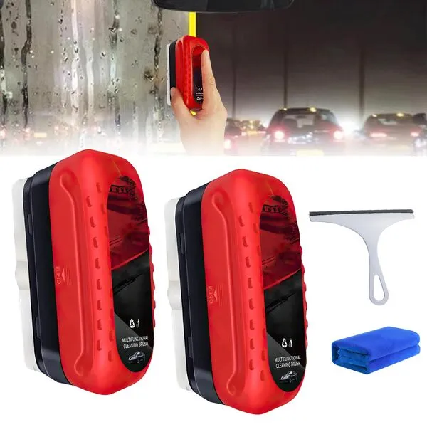 Automotive Oil Film Cleaning Brush,2024 New Glass Coating for Windshield,Louisx Glass Cleaning Board,Wemas Hydrophobic Glass Coating for Windshield Improves Clarity and Visibility (2pcs)