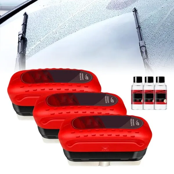 EPJJi Automotive Oil Film Cleaning Brush, 2024 New Glass Cleaning Board with Replacement Fluid, Glass Oil Film Remover Glass Coating for Windshield Improves Clarity and Visibility (1, Red)