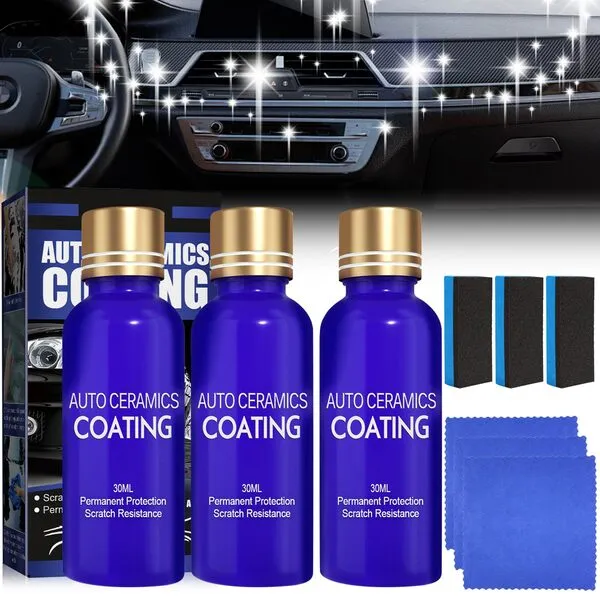 Upgrade Plastic Parts Refurbish Agent,Crystal Coating for Car Plastic Parts,Refurbish Plastic Parts Crystal Coating,Car Plastic Restorer & Hydrophobic Trim Coating ,Car Cleaning Supplies (3pcs)