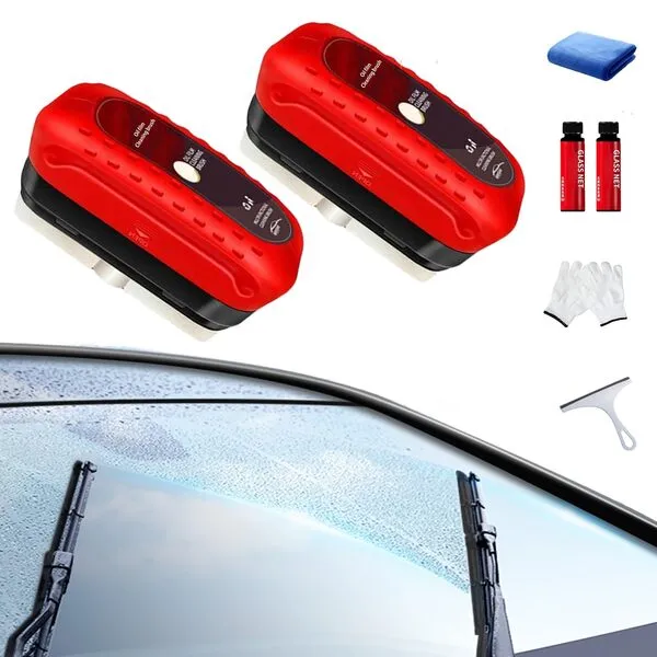 Fuxvao Arhdcompuly Automotive Oil Film Cleaning Brush, Seedhubtok Glass Cleaning Board, 2024 Glass Coating for Windshield, Car Glass Oil Film Cleaner for All Vehicles, Improves Visibility (2Set)