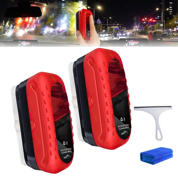 Automotive Oil Film Cleaning Brush, 2024 New Glass Coating for Windshield, Glass Oil Film Remover for Car, All in One Wipe On Oil Film Remover, Improves Clarity and Visibility (2Pcs)